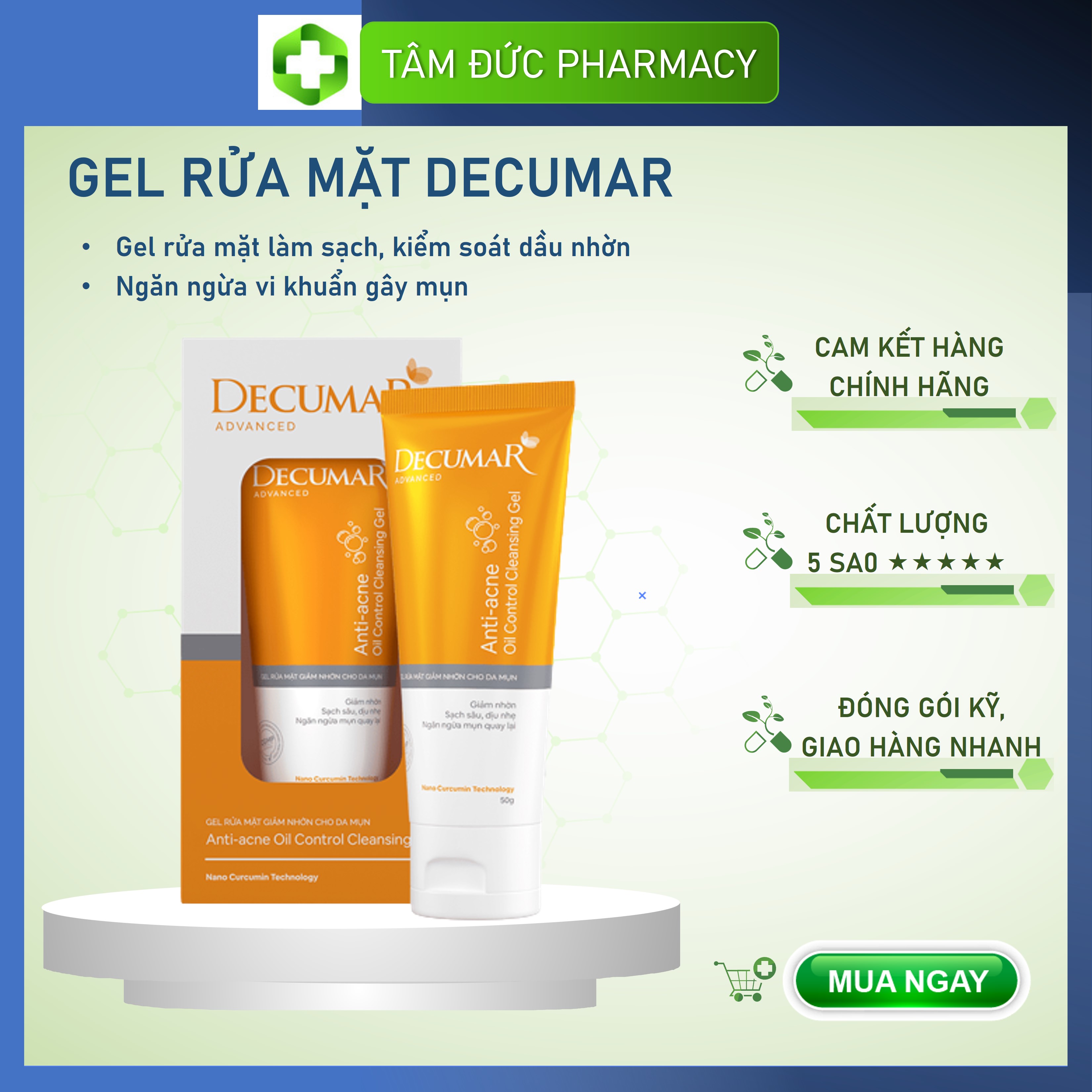 Decumar clean advanced - sữa rửa mặt dạng gel sạch nhờn ngừa mụn - decumar cleansing gel