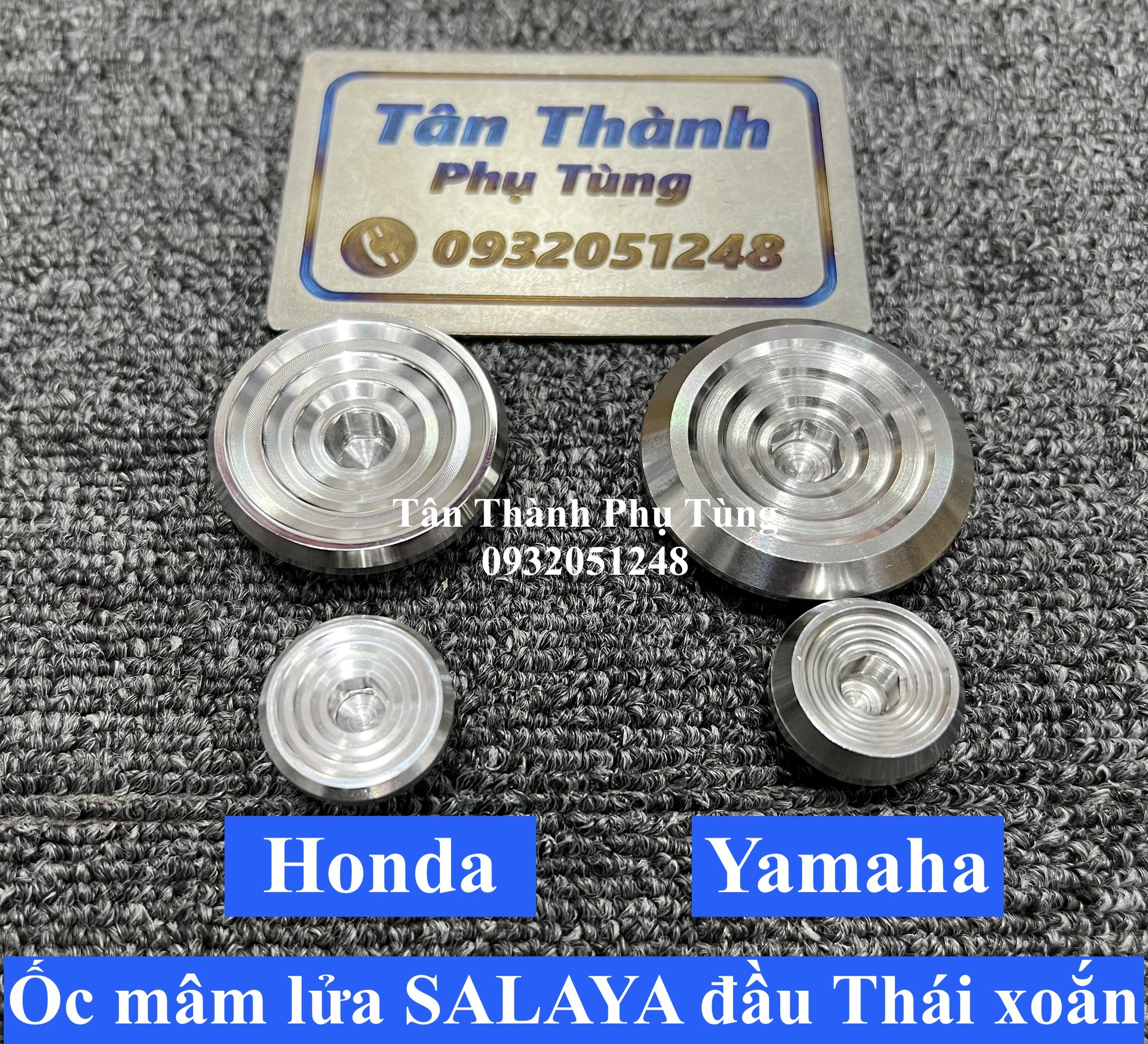 Ốc mâm lửa salaya đầu thái xoắn yamaha, honda inox 304