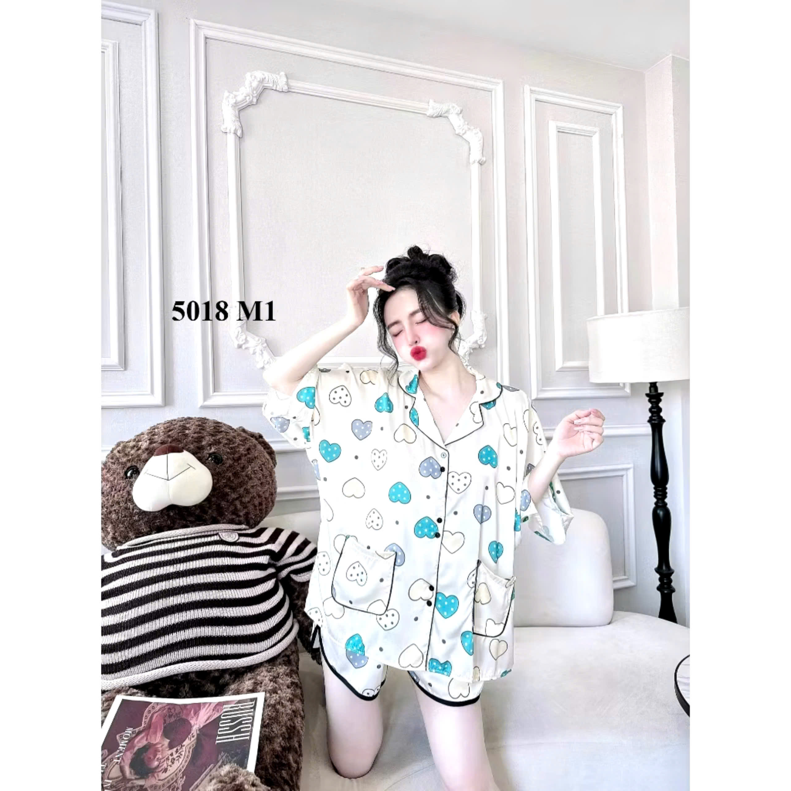 Đồ Bộ Ngủ Pijama Đùi Cánh Dơi Mango Bigsize 50-100kg Lụa Nhật