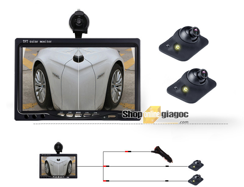 [HCM]Combo 2 Camera Cập Lề Trái Phải + Màn Hình 7 Inch 1024×600P Phím Bấm