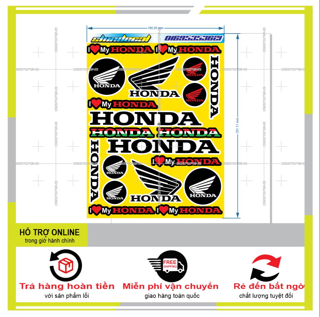 LOGO STICKER CÁNH CHIM HONDA VÀNG