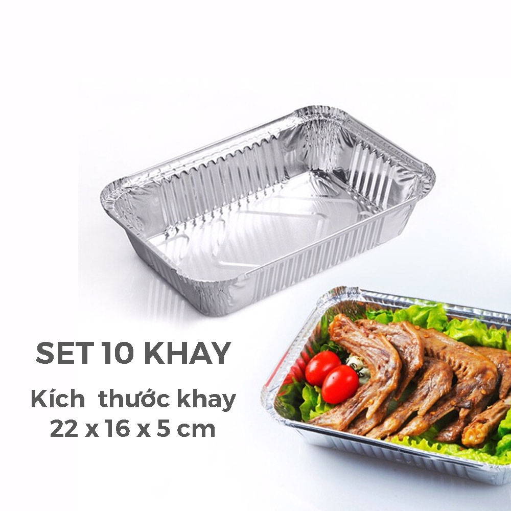 SET 10 Khay giấy bạc nướng hình chữ nhật