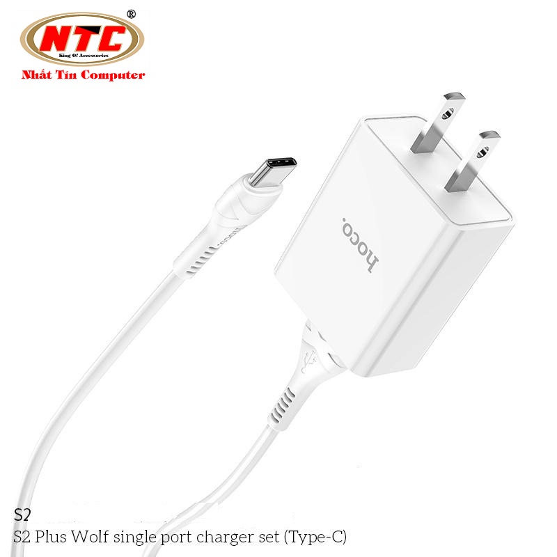 Combo Cốc sạc và Cáp sạc cổng Type-C Hoco S2 Plus output max 3.4A (Trắng) - Nhat Tin Authorised Store