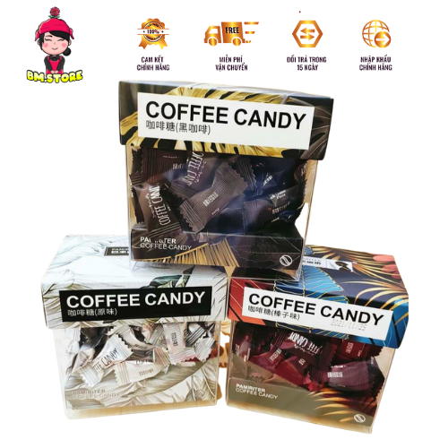 Kẹo Cà Phê Coffee Candy Pamiriter Hủ 70gr Hạt Phỉ, Không Đường, Ít Đường