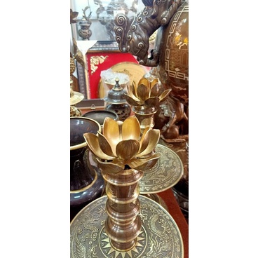 Bông hoa sen đồng kép để chân nến - đồ thờ cúng