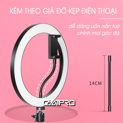 Đèn Live Stream 33/36/45/54cm 3 Kẹp + 3 Chế Độ + Remote + Chân 2m