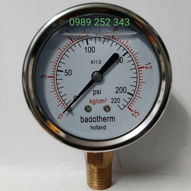 Đồng hồ Dầu phi 63 chân đứng ren 13mm