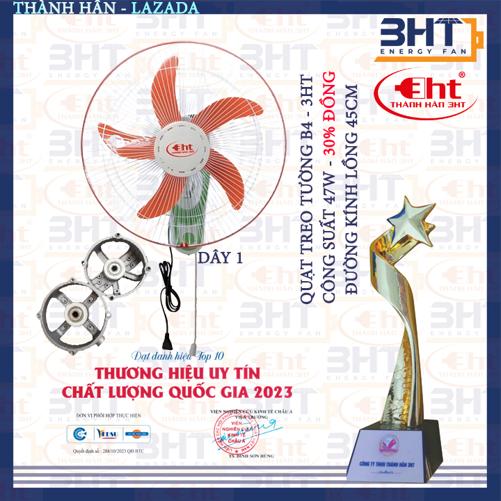 QUẠT TREO TƯỜNG - 3HT FAN - BH 12 THÁNG.