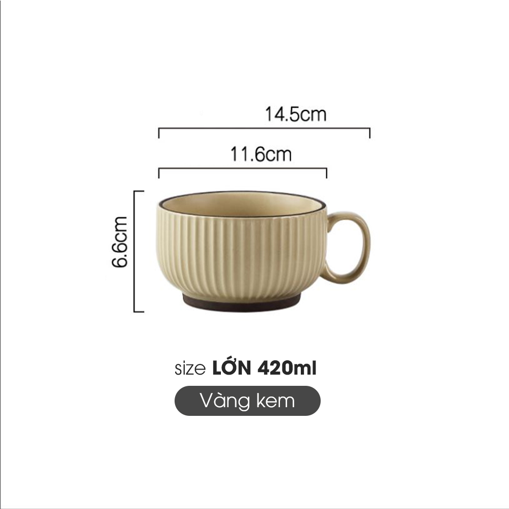 Ly cốc gốm sứ uống nước cà phê có vân sọc dọc