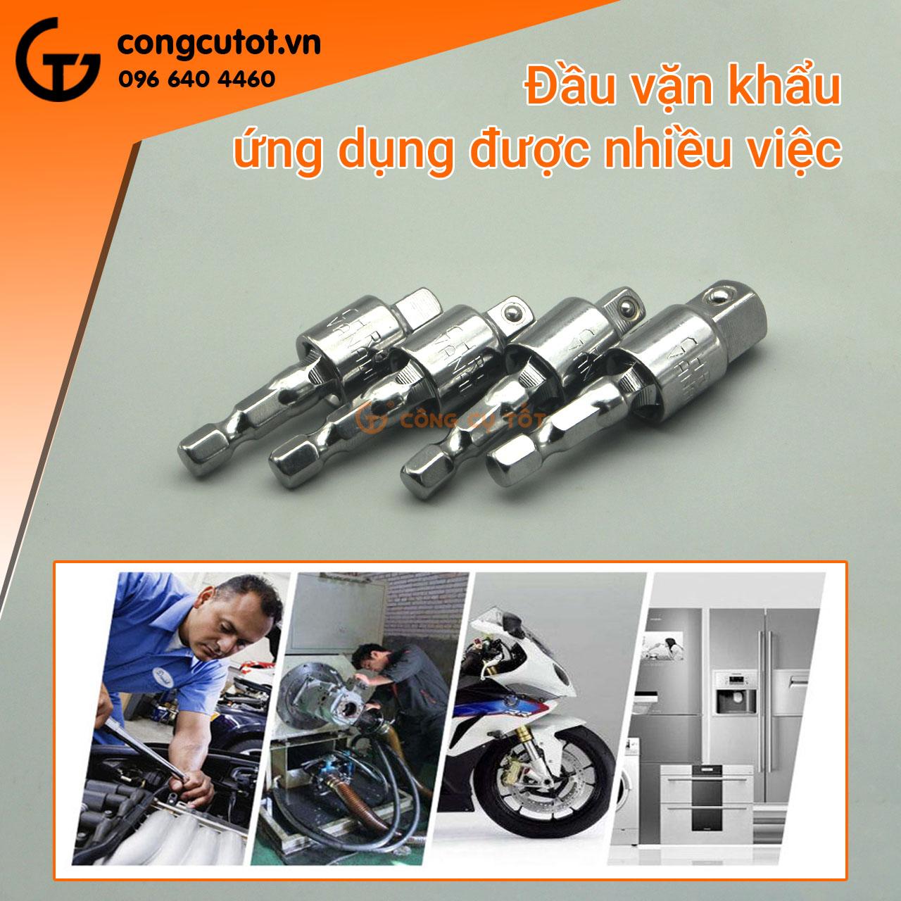 Combo 5 chiếc đầu chuyển vặn khẩu 1/4 kiểu chếch chuôi lục