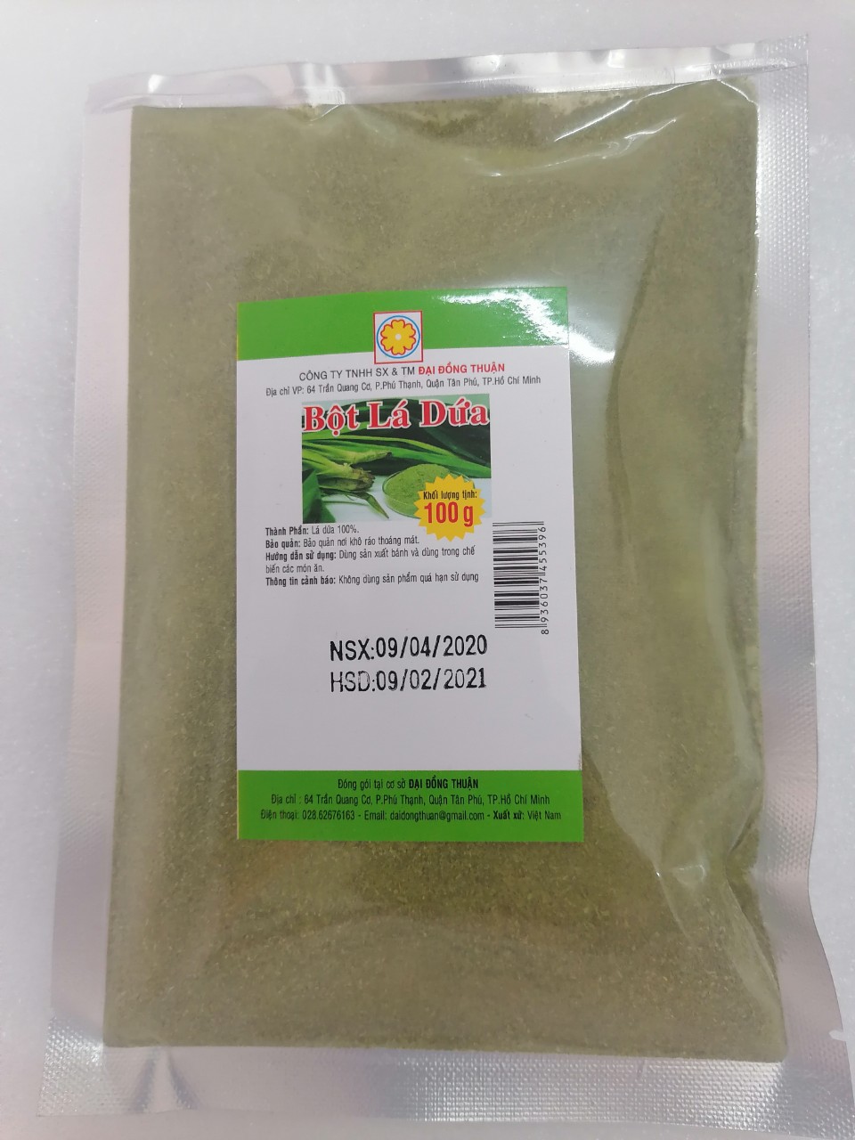 [100g] Bột Lá nếp (Lá dứa) [VN] ĐẠI ĐỒNG THUẬN Pandan Powder (bph-hk)