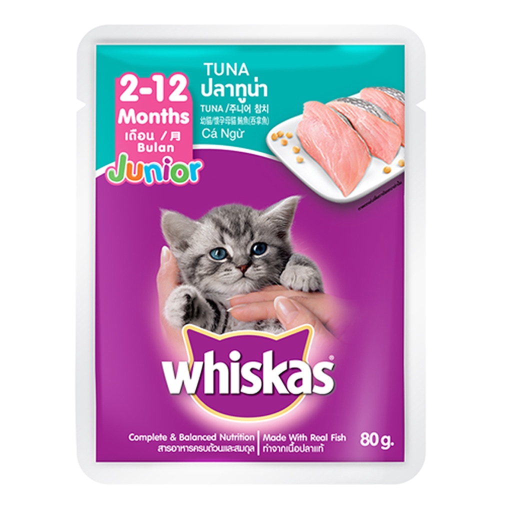 Pate Whiskas Cho Mèo Con Gói 80g - Pate Cho Mèo Con Cá ngừ & Cá Thu