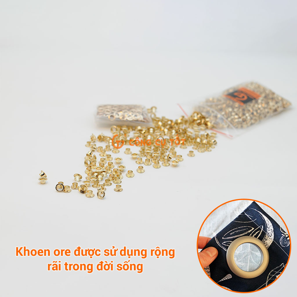 Khoen Ore 4mm bằng đồng mạ vàng túi 100