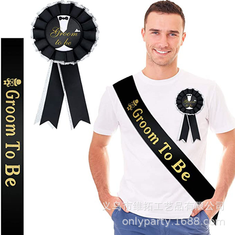 Bộ huy hiệu dây đeo vai chú rể tại chỗ phụ kiện chú rể đám cưới groom to be huy hiệu dây đeo vai