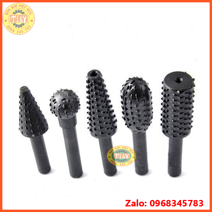 Bộ 5 mũi phay mài khắc làm lũa gỗ cán 6mm