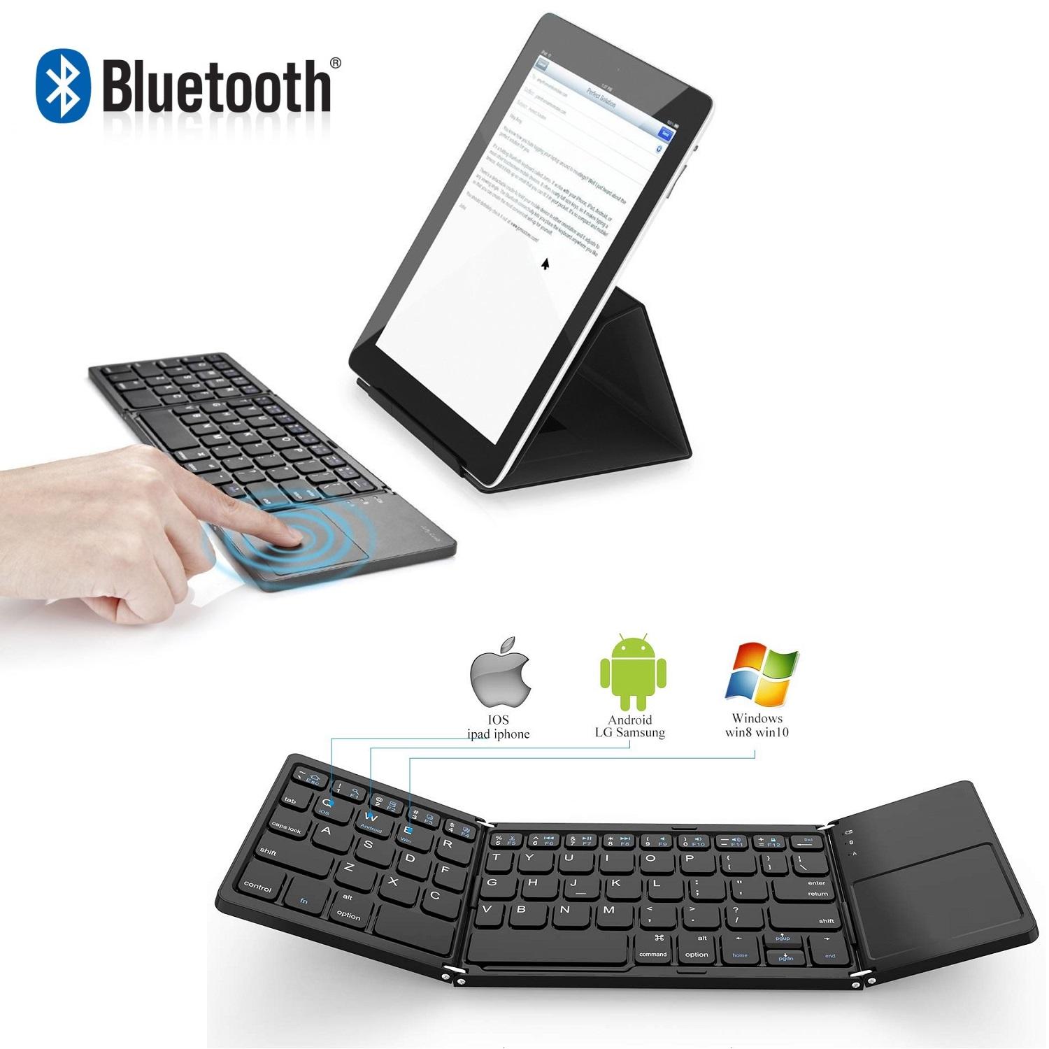Bàn phím Bluetooth không dây B033 kèm touchpad gấp gọn cho điện thoại/ máy tính bảng