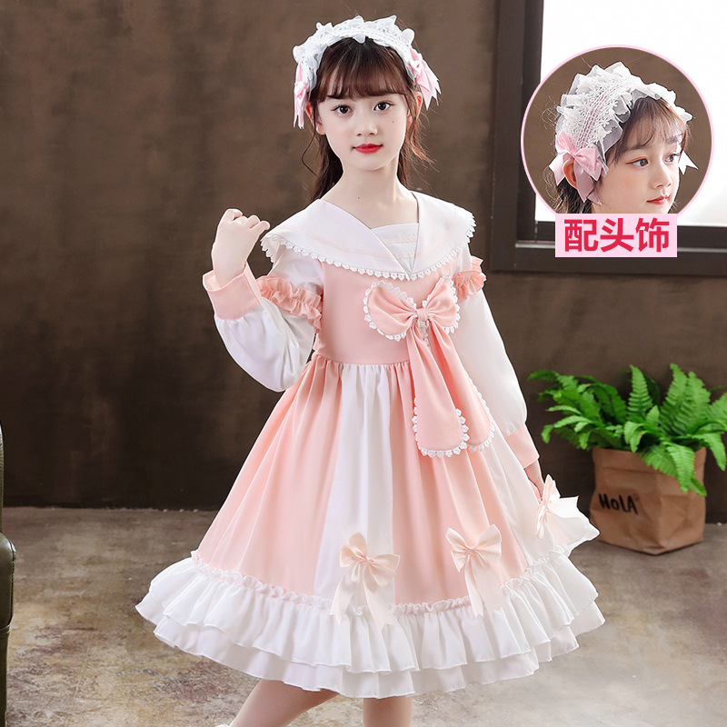 Váy liền lolita cho bé gái trang phục mùa thu váy công chúa voan loli kiểu tây cho bé gái váy phong cách cung đình sinh nhật trẻ em