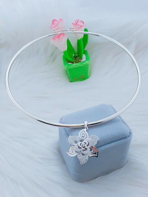 Kiềng Cổ Trơn Bạc Ta Cho Nữ( Không Mặt)