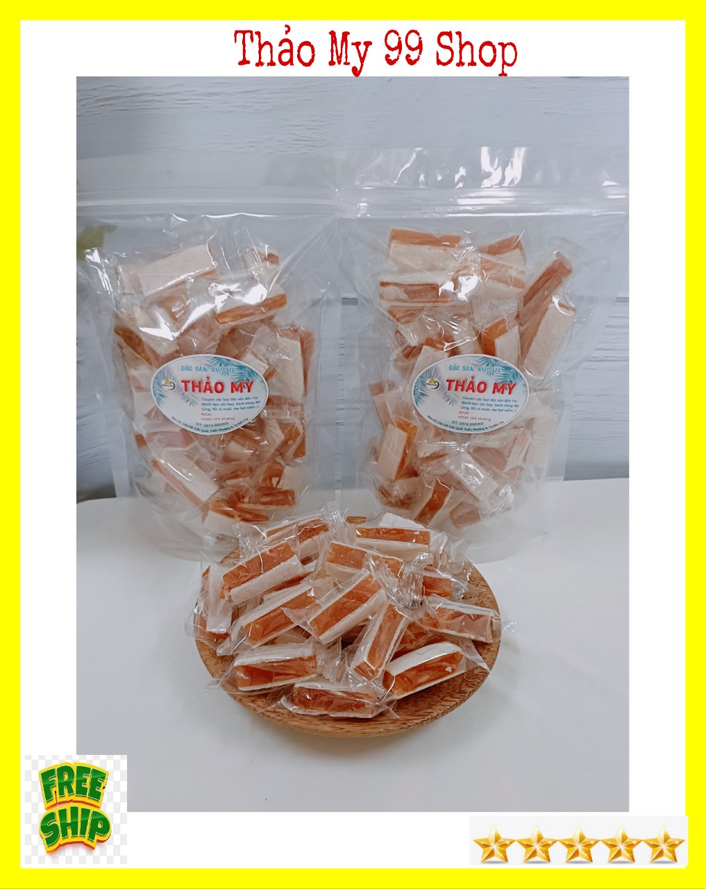 (FREESHIP) 1Kg Kẹo Khóm dừa non mềm dẻo ít ngọt