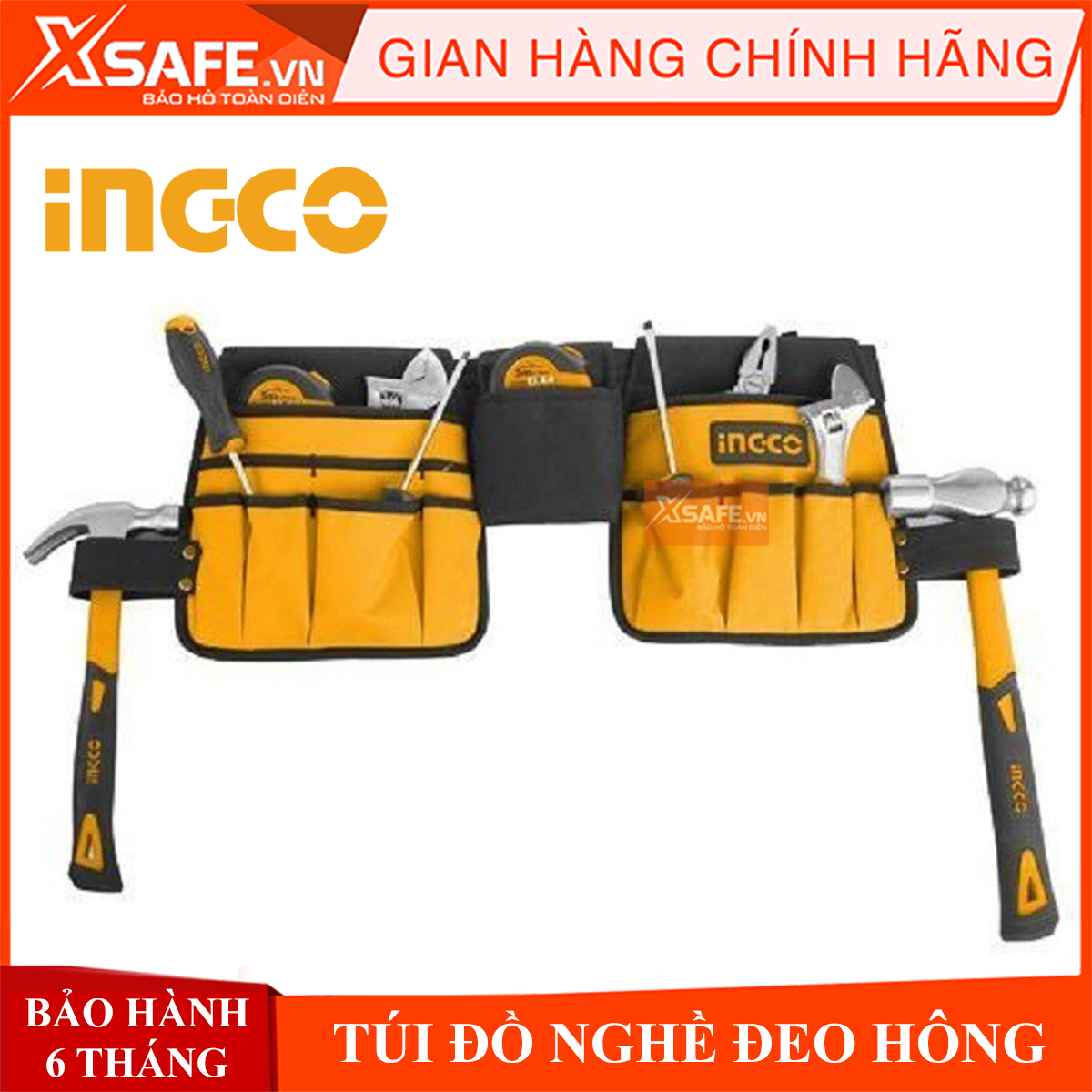 Túi đồ nghề đeo hông Ingco HTBP02031 giỏ đựng dụng cụ đa năng đeo lưng cơ khí, điện lạnh, công trình, vải polyester siêu bền bỉ