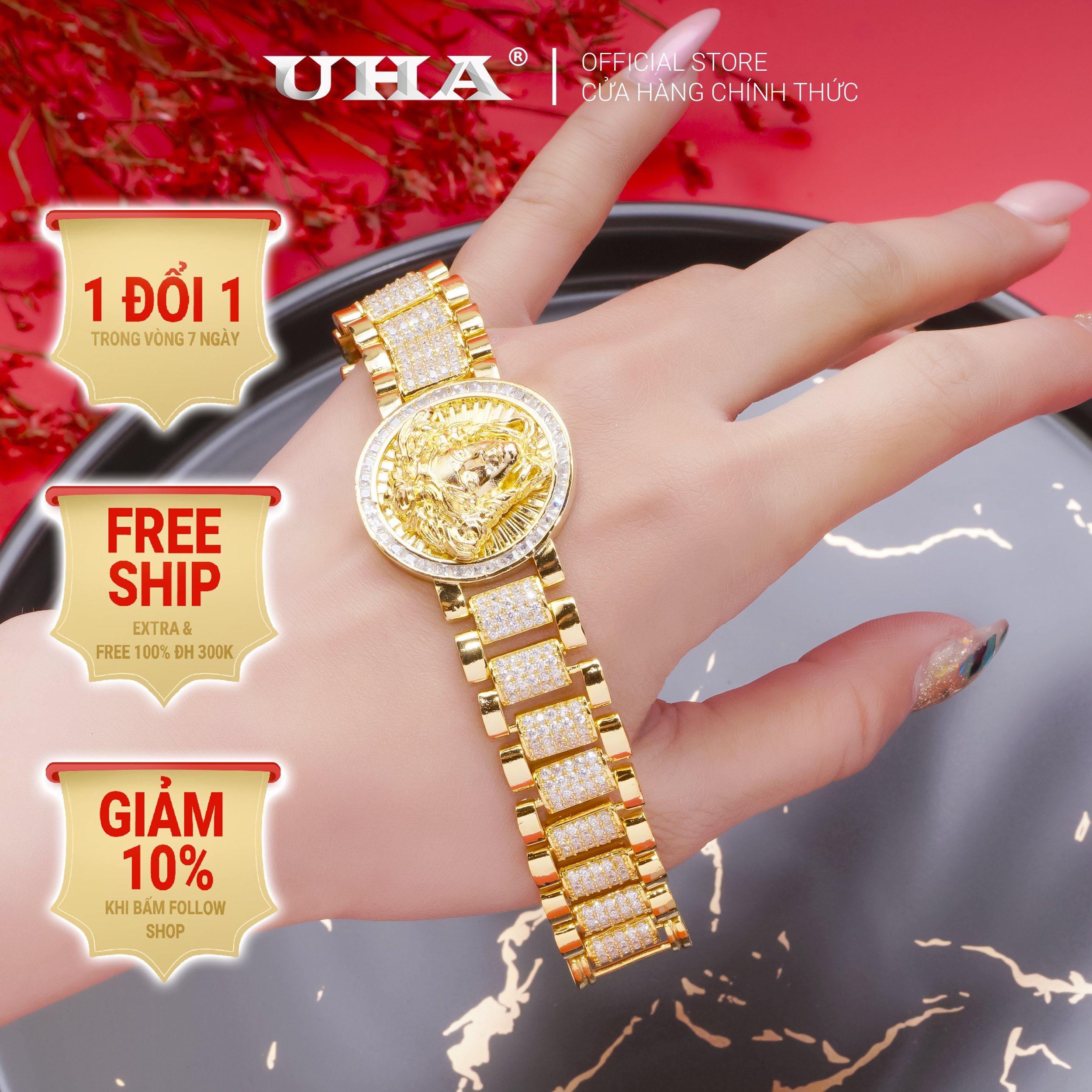 Lắc tay nữ mạ vàng 18k sang trọng uha l4112114a-350