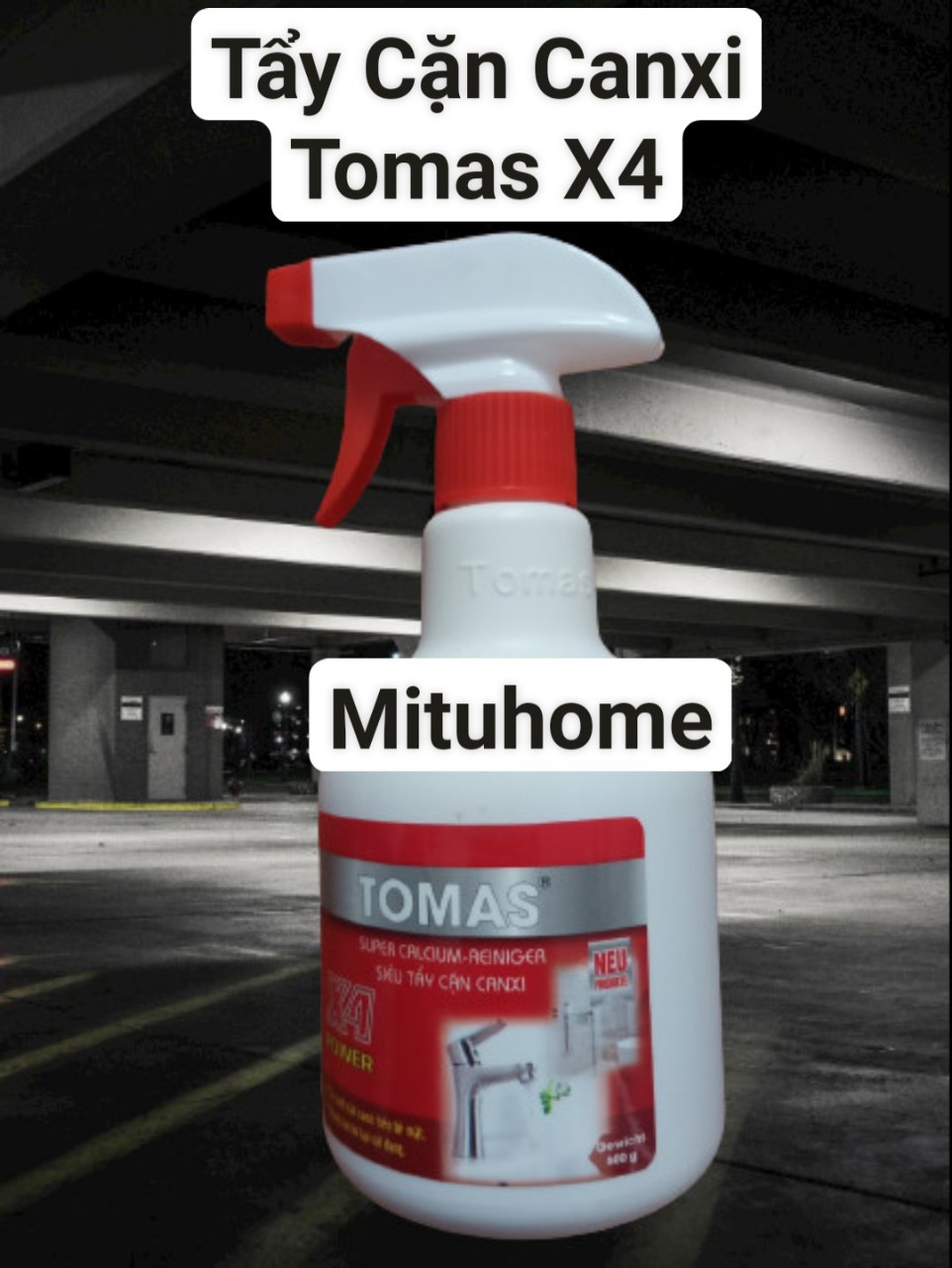 Tẩy canxi vách kính x4 Tomas 500ml, tẩy mạnh gấp 4 lần