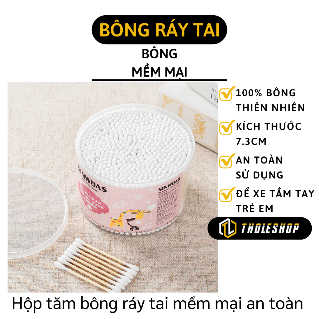 Hộp tăm bông ráy tai sản xuất từ bông thiên nhiên - Bông ráy tai - Dụng cụ ráy tai - Tăm bông ngoáy tai