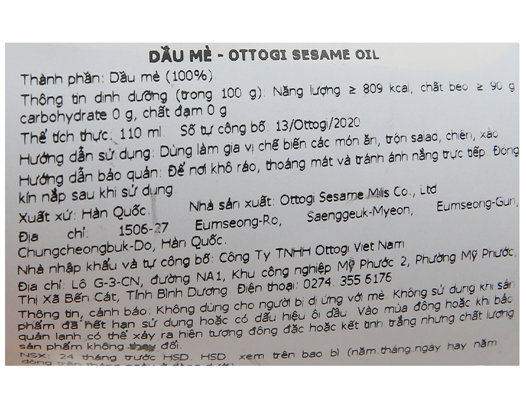 Dầu Mè Ottogi (110ml)