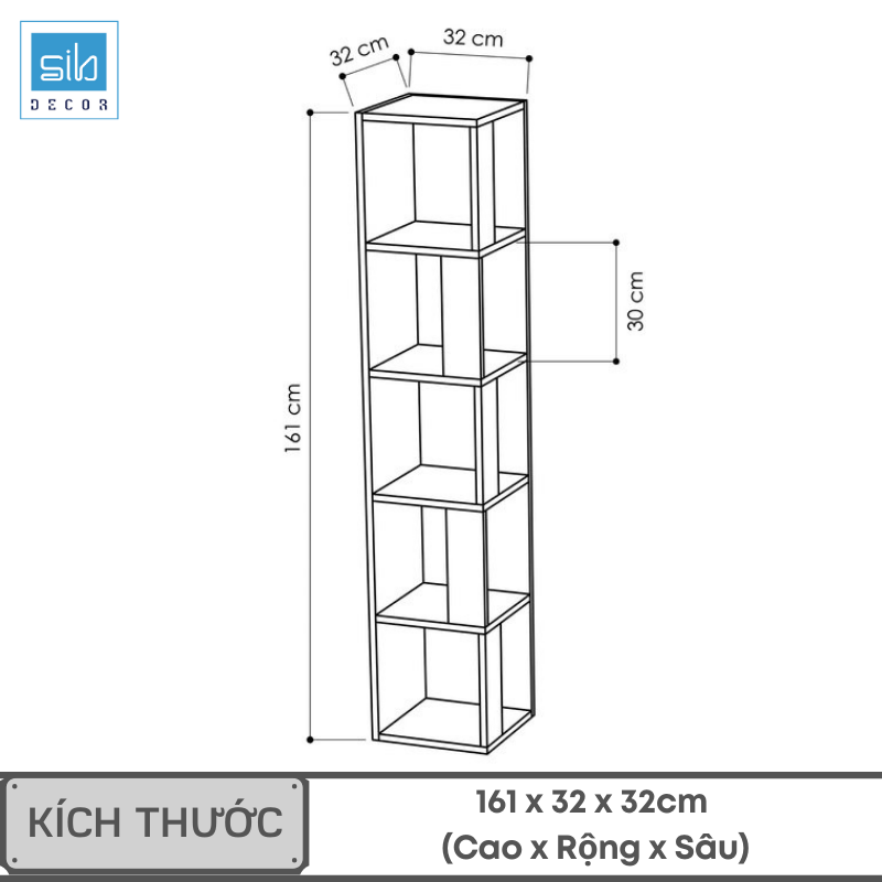 Kệ Gỗ Góc Tường 5 Tầng SIB Decor KS233