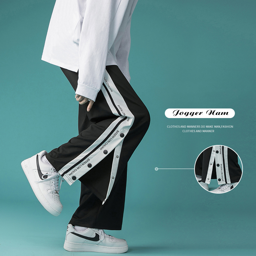 Quần Ống Rộng Quần Jogger Thể Thao Nam Nữ Phối Sọc  Đính Cúc Chất Vải Thun Nỉ Trơn Bền Đẹp Hot Trend Năm 2024 Thời Trang 4MENHN JOGGER NAM 90000101C4