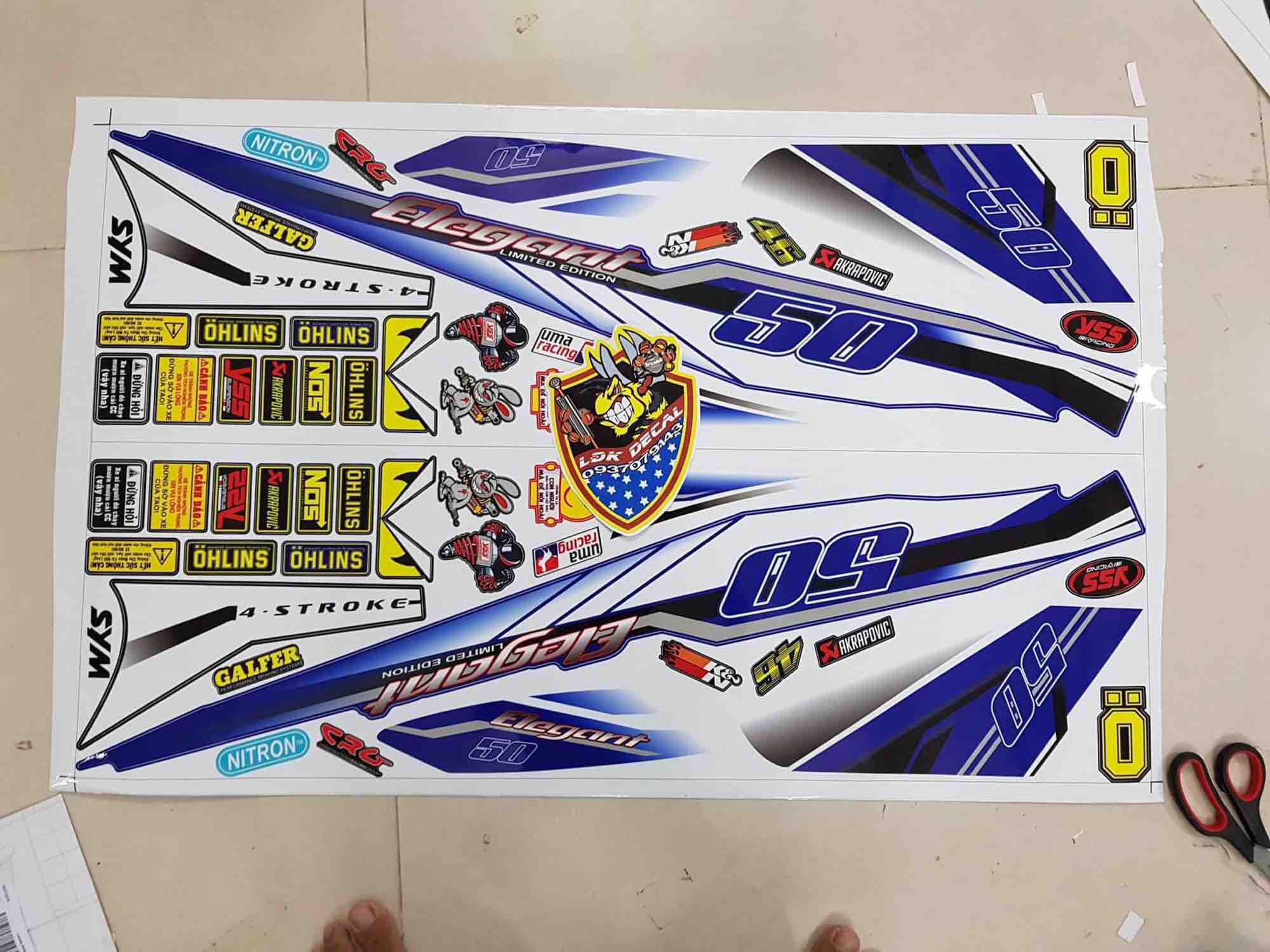 Tem rời elegant 50 trắng xanh mẫu zin 05