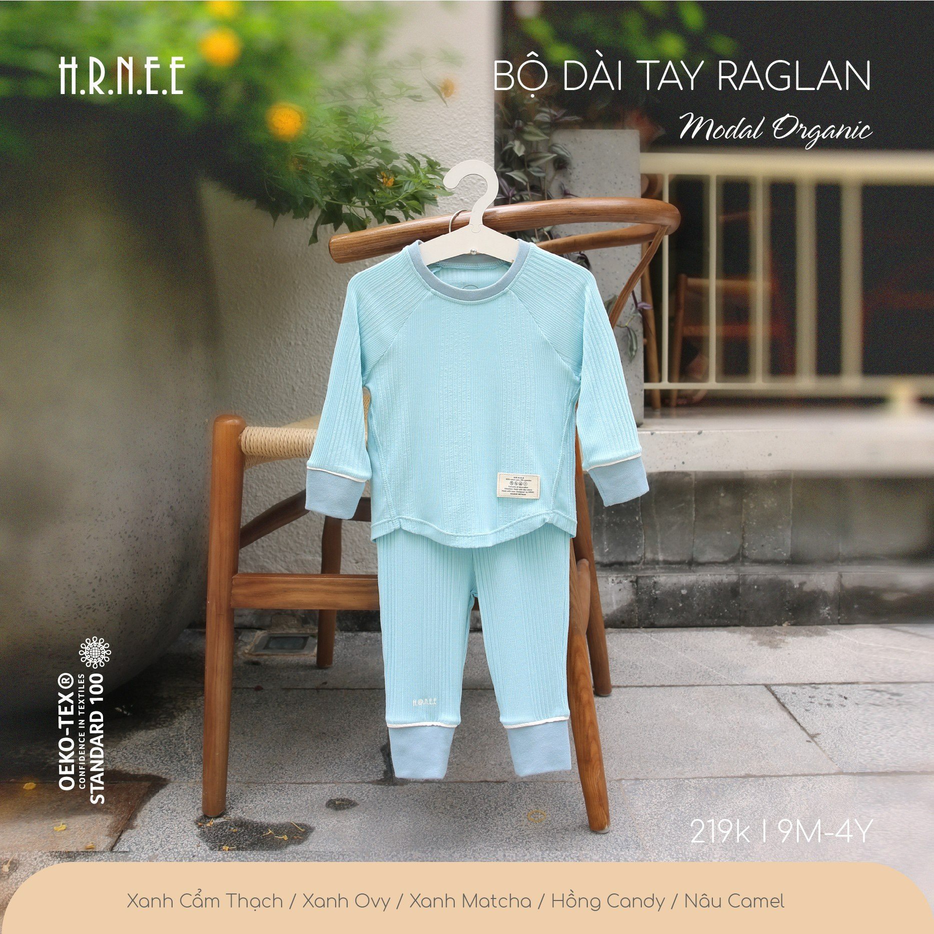 Bộ dài tay Modal Organic Hrnee cho bé 9m - 4Y
