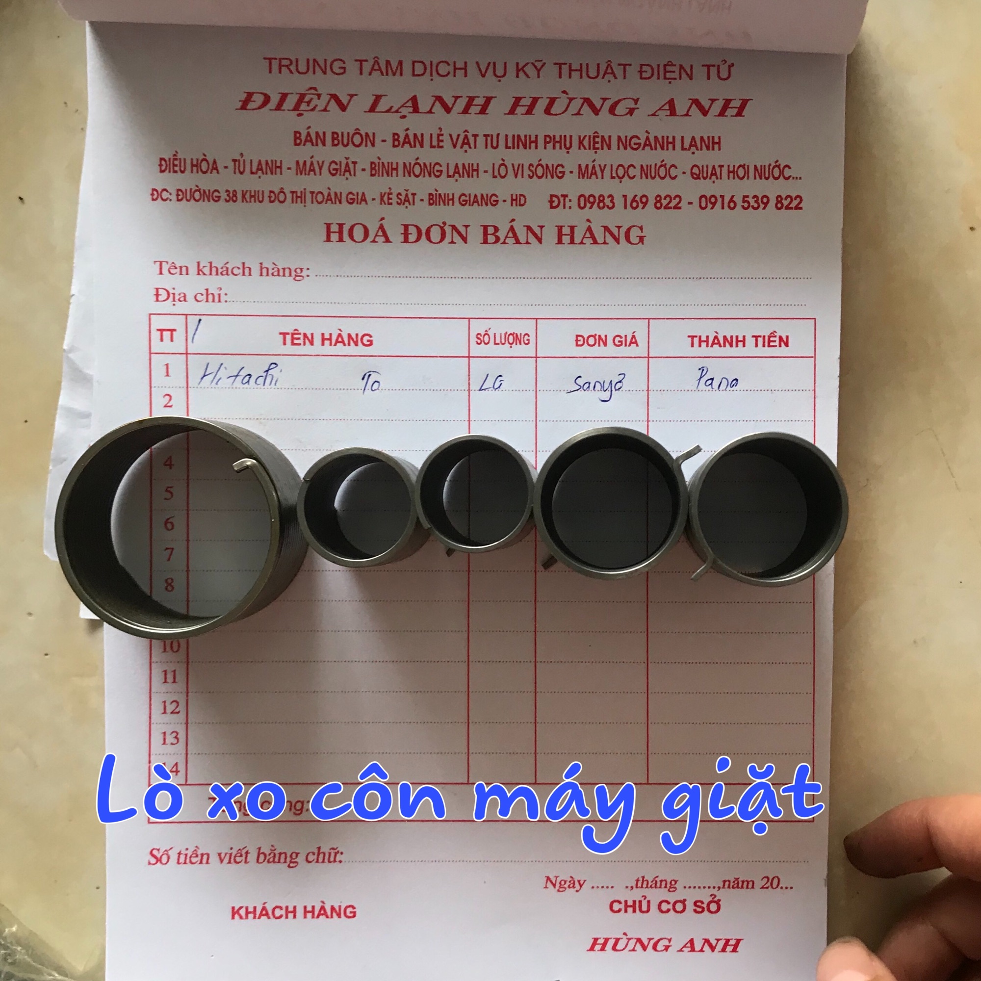 Lò xo côn máy giặt các loại , vật tư điện lạnh hùng anh