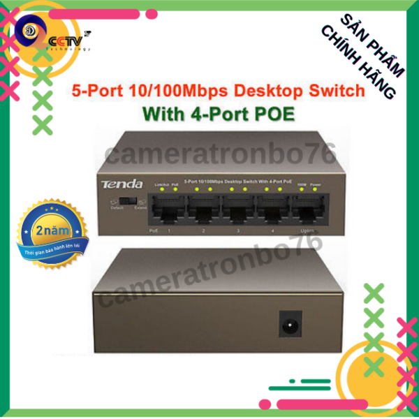 Bảng giá [HCM]Switch Poe Tenda 5 port TEF1105P (1 cổng 100Mp và 4 cổng Poe) chính hãng bảo hành 24 tháng Phong Vũ