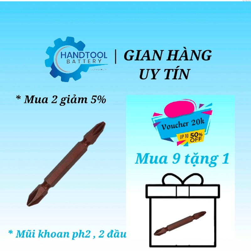 ( Hàng Tặng Kèm) Mũi vít ph2 , 65mm, bằng thép S2