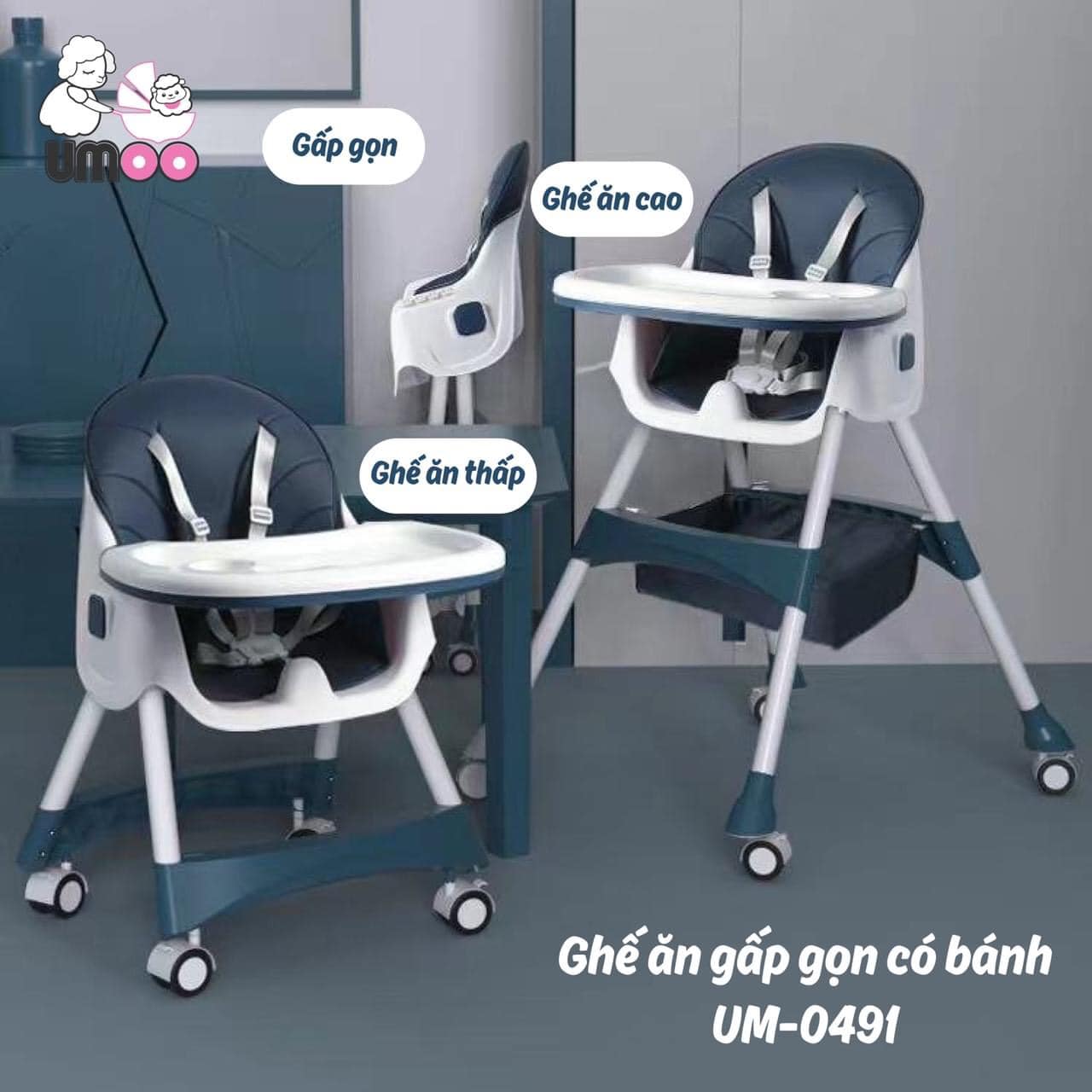 Ghế Ăn Dặm UMOO CÓ BÁNH 0491