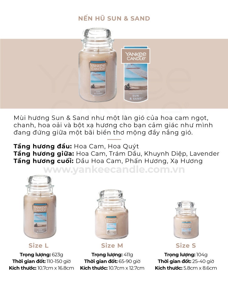 Nến hũ Yankee Candle size L - Sun & Sand