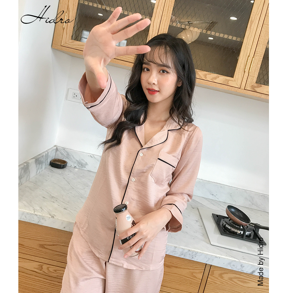 HIDRO Bộ pijama tằm trơn