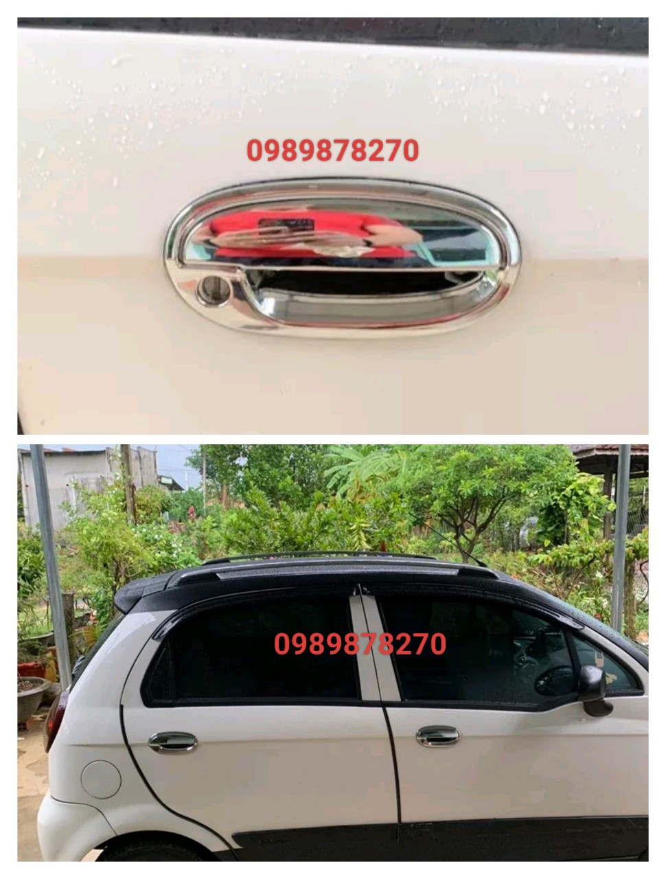 Bộ ốp tay + hõm Cửa mạ crom xe Matiz 3, Chevrolet Spark 2007-2011 form cũ