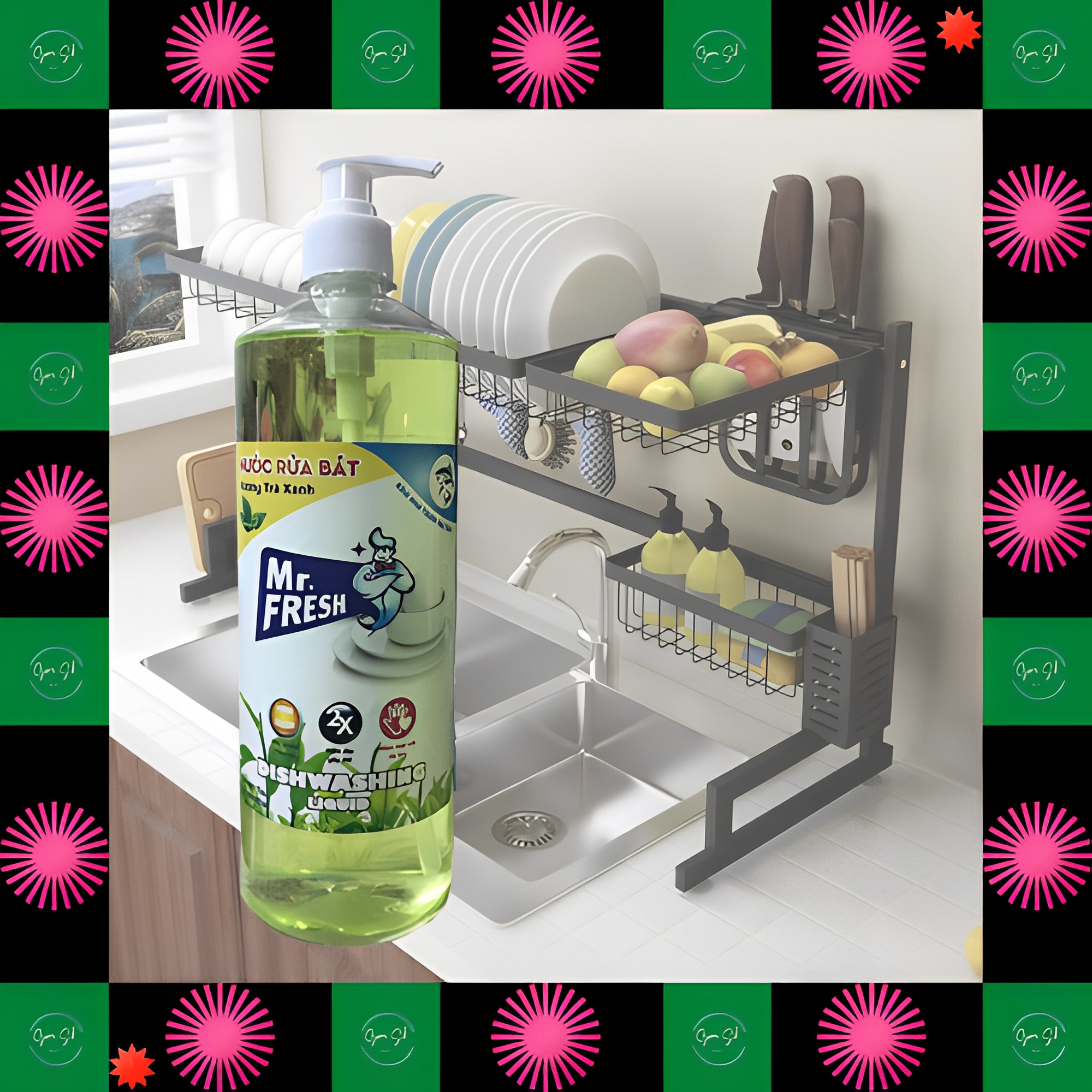 [Chai to tiết kiệm] Nước rửa chén bát đậm đặc van nhấn Mr Fresh 800ml (Đào, Cam, Trà Xanh, Quế)