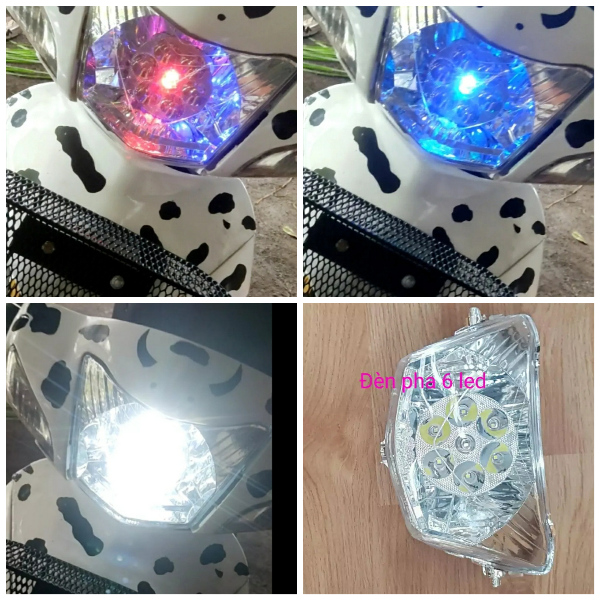 Đèn pha 6 Led lắp cho xe Wave Anpha, Cá, RS, S thái