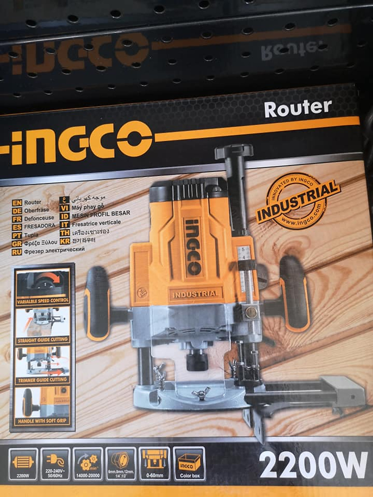 12.7mm Máy phay gỗ 2200W Ingco RT22008