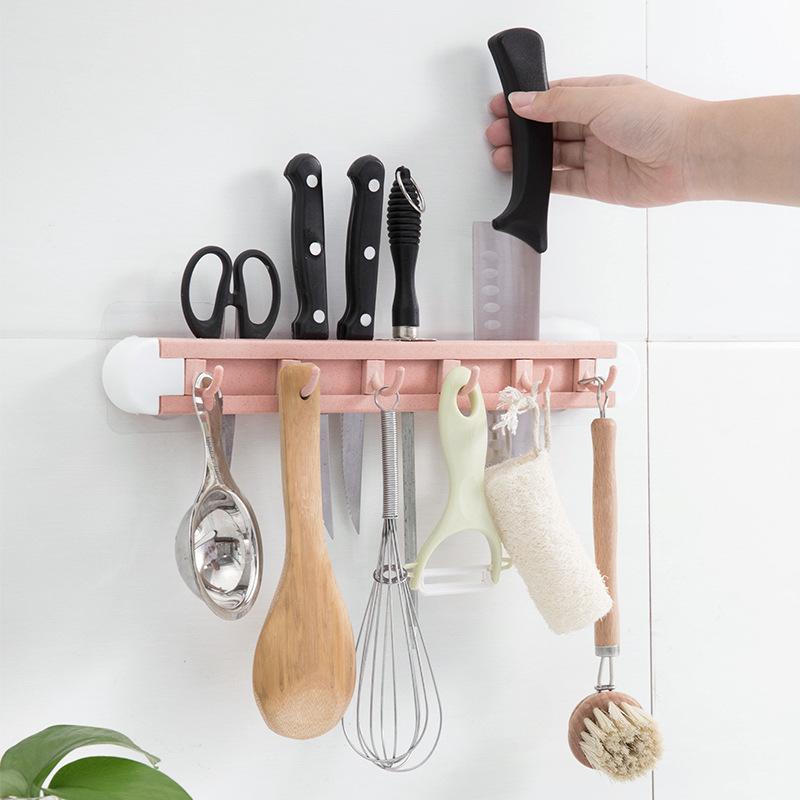 Dụng cụ đựng vật dụng nhà bếp lúa mạch dán tường + kệ bếp + kệ treo + móc nhà bếp
