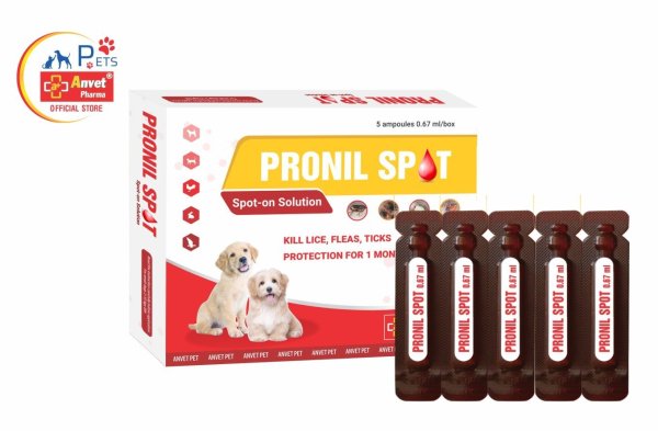 PRONIL SPOT -Ống 0,67 ml, hộp 5 ống -Th.uố.c nhỏ sống lưng diệt ve, ghẻ, bọ chét trên chó.