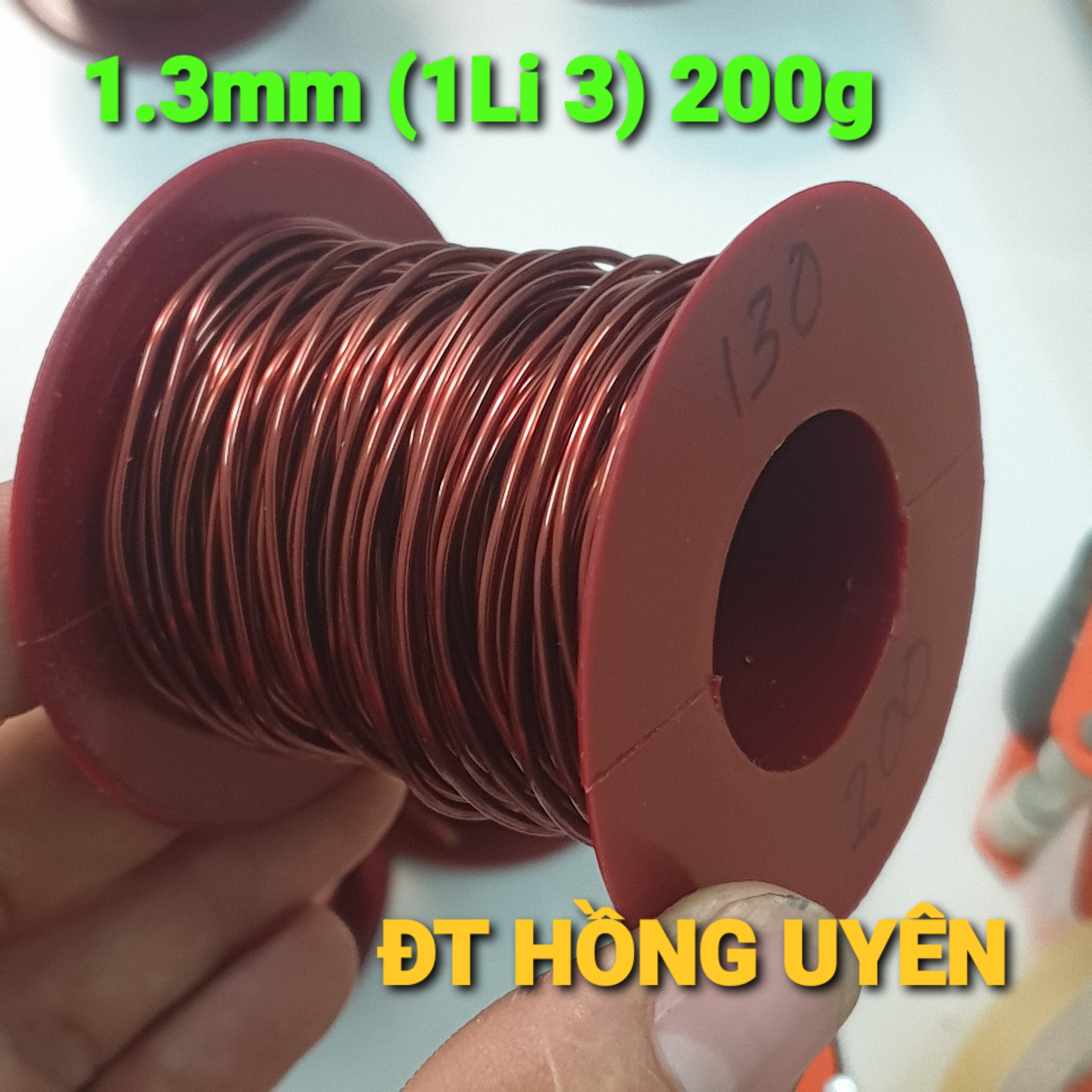 (1.3mm 200g). Dây đồng cuộn. Dây đồng quấn biến áp kích cơ, mô tơ. Dây đồng tráng men, bọc emay cách điện
