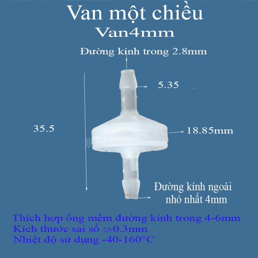 Van Nước Một Chiều Cho Ống Mềm, VanOxi,VanMica