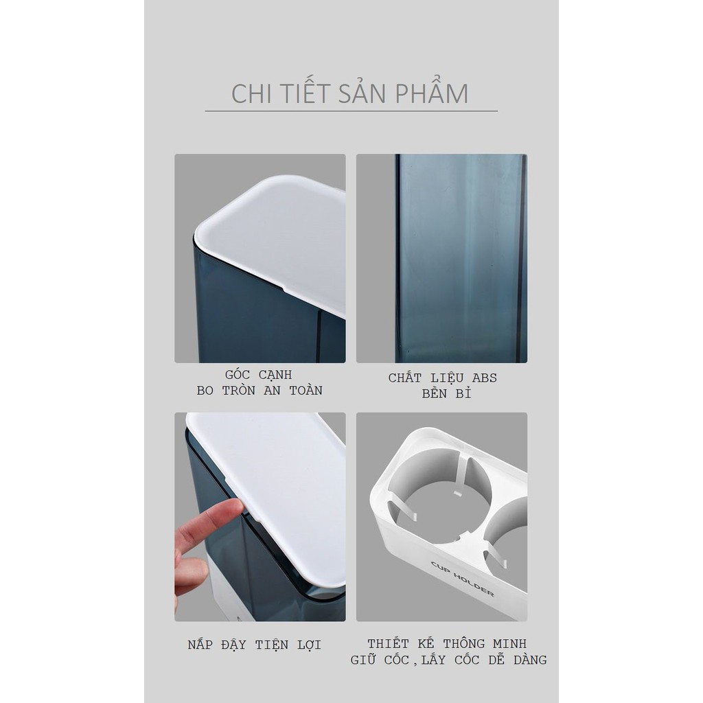 Khay 2 ngăn đựng ly giấy tự động
