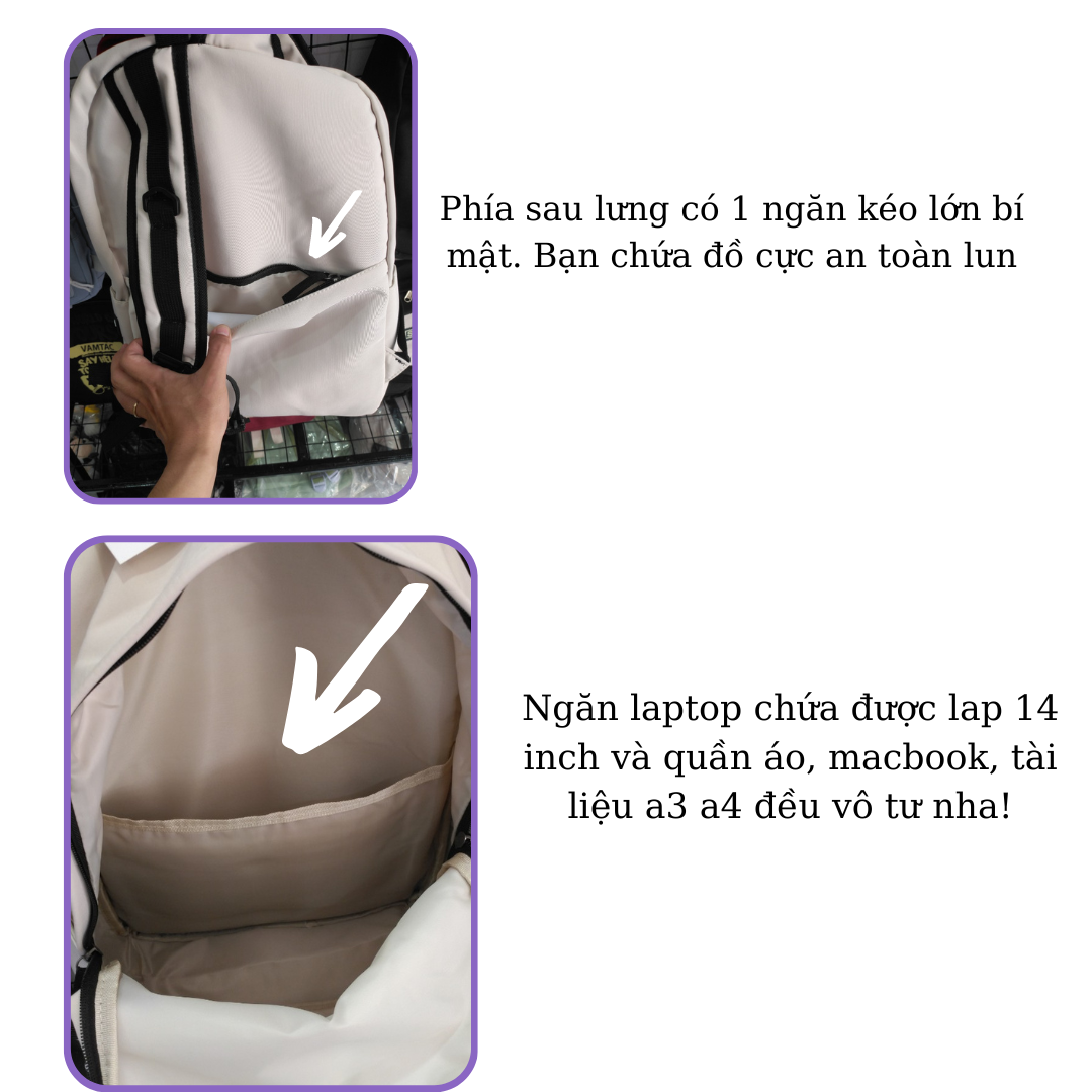 Balo Basic đơn giản vải trơn chống thấm nước G240 - BaloGigo