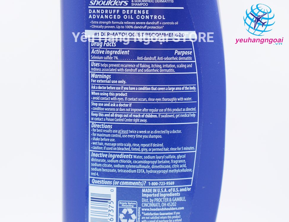 Dầu gội Head & Shoulders 400ml của Mỹ.