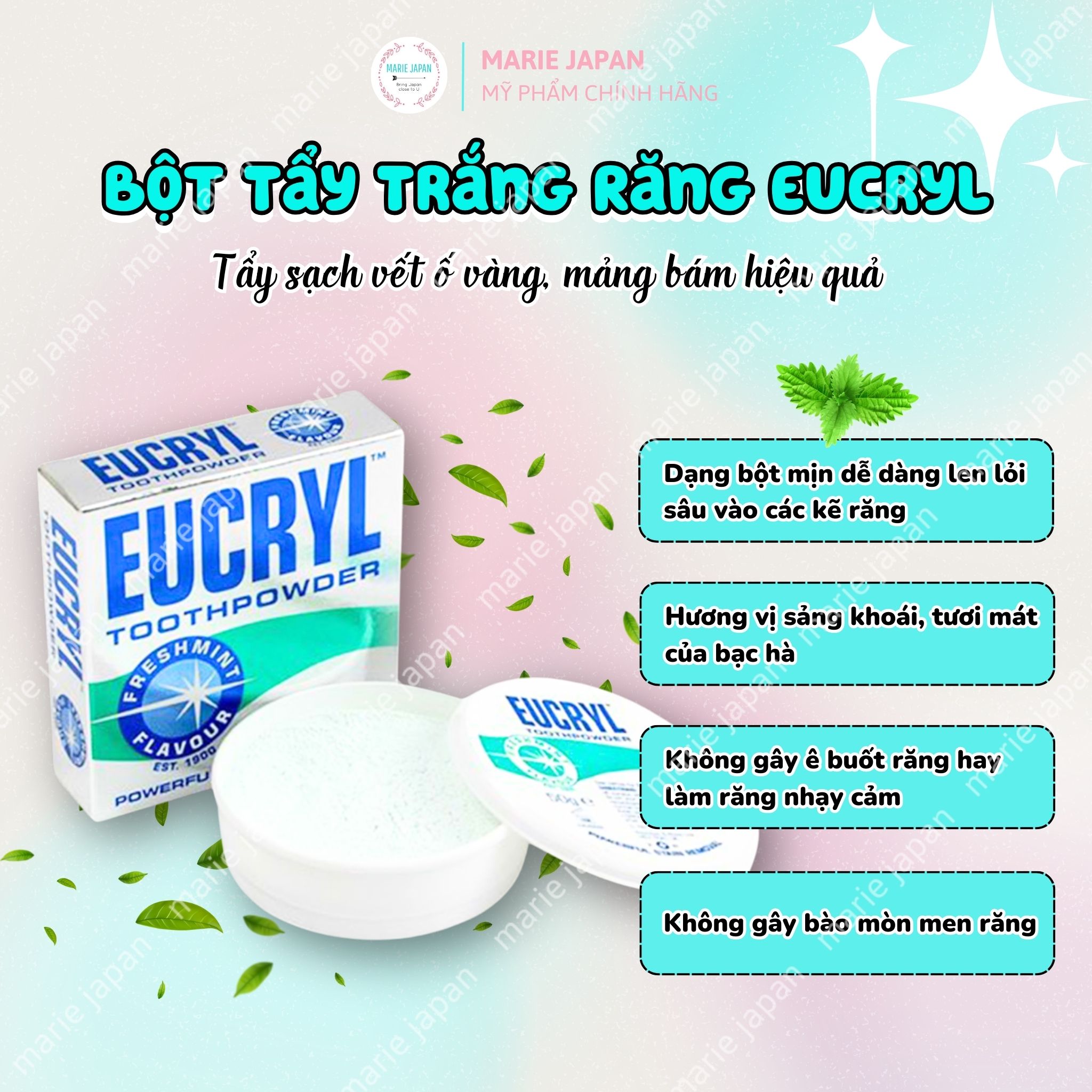Bột Tẩy Trắng Răng Eucryl Powerful Stain Removal Toothpowder 50g